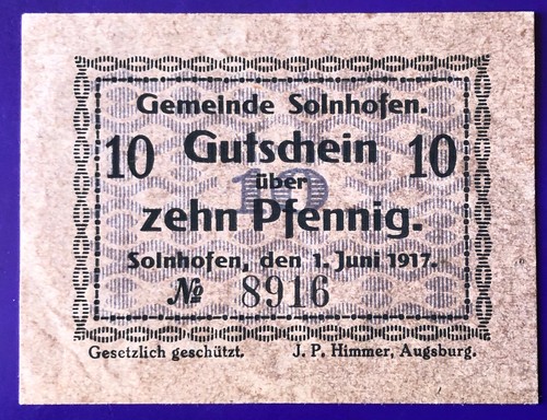 Solnhofen pfennig 6 1917 - solnhofen,