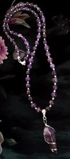 Amethyst Halskette💍Damen Perlenkette 70 cm Sterlingsilber Damen Schmuck
