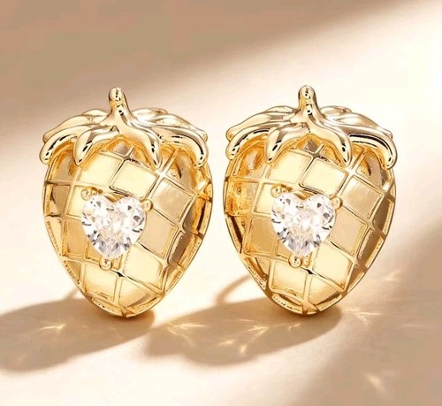 Goldene erdbeere ohrstecker - erdbeere,