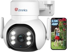 ctronics 2.5K 4MP Überwachungskamera Aussen WLAN 2,4/5GHz, PTZ IP Kamera Weiß