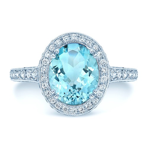 14k weißgold oval - oval, aquamarin