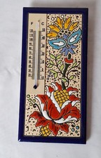 Vintage Thermometer, Fliese emailliert, Quecksilber - Temperaturanzeiger,