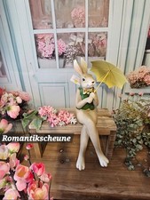Kantenhocker Kaninchen Hase m. Sonnenschirm Clayre & Eef beige grün Gelb Ostern