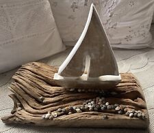 Maritime Deko Segelboot Segelschiff Vintage Eichenholz Upcycling Handarbeit -226