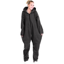 PEARL Fleeceanzug: Jumpsuit aus flauschigem Fleece, schwarz, Größe L (Onesie)