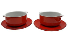 2 Melitta Ceracron rot Vintage Suppentasse mit Unterteller Müsli Suppe Auflauf