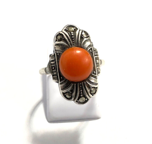 Antiker art deco korallenring - art,