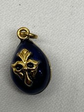 ANHÄNGER EI IM FABERGE-STIL EMAILLE GOLD 585 BLAUE EMAILLE MIT MOTIV – PUNZE 585