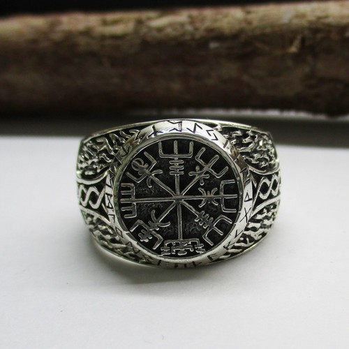 Wikinger kompass ring silber - wikinger,