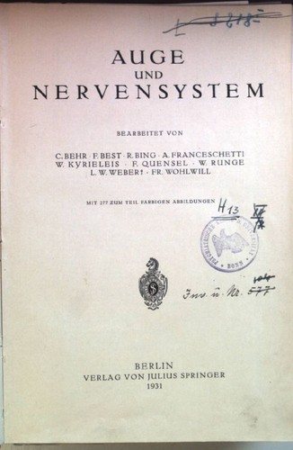 Auge und nervensystem - auge, nervensystem.