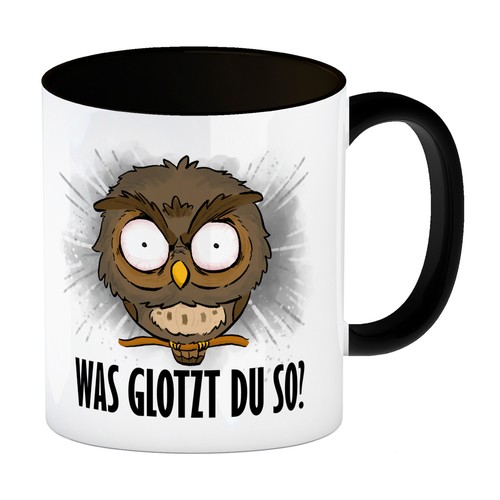Eule kaffeebecher schwarz - eule,