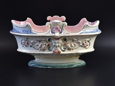 Antike Majolika Jardiniere Schale mit Maskaronen Krause Schweidnitz Schlesien