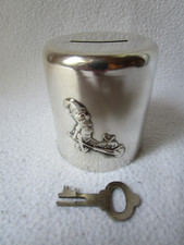 Wilkens Kinder-Spardose versilbert Zwerg mit Geldsack in der Schubkarre Taufe