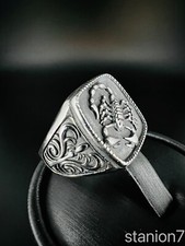 Skorpion Jäger Siegelring Edelstahl Schmuck Stern Zeichen Ring Biker R104