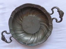 Kleiner, alter Zinnteller Schale mit Griffen, 16 cm Durchmesser