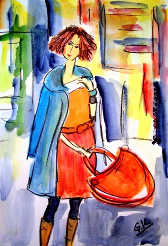 Kunstdruck aquarell frau - kunstdruck,