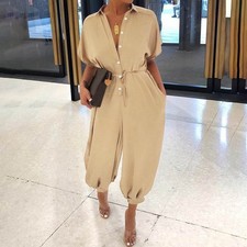 Damen Knopf Kurzarm Overall