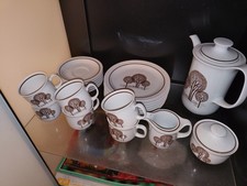 Vintage Mitterteich Mokka-/Kaffeeservice „Herbst“, Porzellan, Bäume, Herbststimm