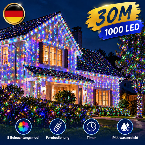 Led lichterkette außen bunt - led,