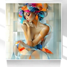 Leinwand Bild Frau Bunt