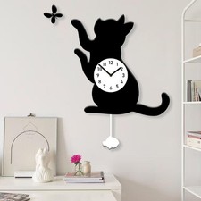 Wanduhr mit Katzen- und