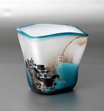 Mdina Glas, Malta Künstlervase, signiert: Mdina, H. ~ 9,5cm, ~ 320g, ~ Vintage