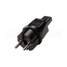Konturenstecker SCHWARZ o. Schutzkontakt f. Illu Lichterkette Flachleitunge IP44