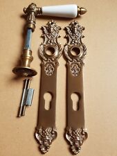 Messing Haustürbeschlag Türdrücker Gründerzeit Antikladl PZ 92 Langschild HR-W