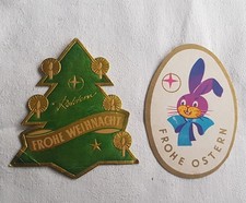 2 alte Etiketten Rotstern Schokolade Frohe Weihnacht Frohe Ostern