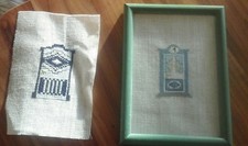 2 Stickereibilder,Stickerei Bilder,nordfriesischer Haustüren Sylt, 9x13 cm