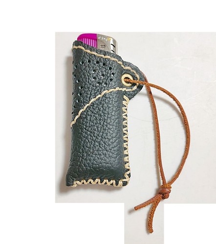 Natur leder feuerzeug etui - ,