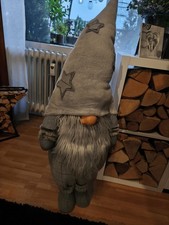 Weihnachtsdeko XXL  XL Wichtel Zwerg Gnom Grau Blau 110 cm Sterne Vintage