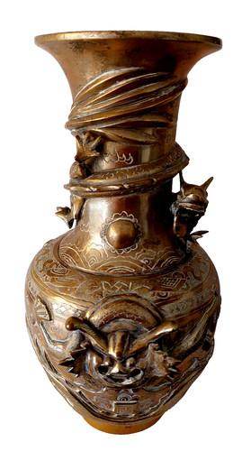 Asiatische bronze messing vase - bronze,