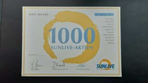 Sunlive stückaktie 1000 - stückaktie,
