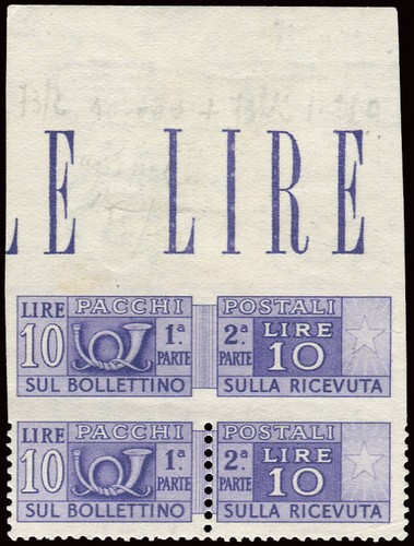 Postpakete lire ungezähnt - lire, 10