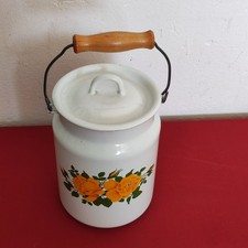 Milchkanne Emaille große Milchkanne mit Rosendekor. Inhalt ca. 3 Liter. Kanne.