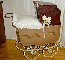 Großer antiker, traumschöner Puppenwagen, original aus der Zeit