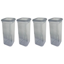 4x Kunststoff Vorratsdose mit Deckel Grau 1,9L Frischhaltedose Mehl Zucker Nudel