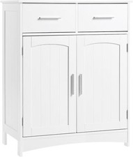 EUGAD Badezimmerschrank Badschrank mit 2 Schubladen Doppeltür Kommode Weiß MDF