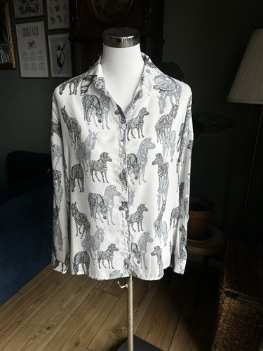 Weiße bluse mit zebra - weiße, muster