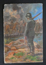 Ölgemälde Soldat Militär Wache Monogramm 1WK Parade Uniform Heer ~1914