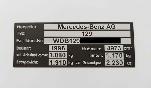 Typenschild kfz pkw - kfz,,