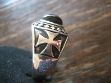 geschmackvoller Herrenring 925er Silber Eisernes Kreuz EK Onyx RG 70 22,25 mm