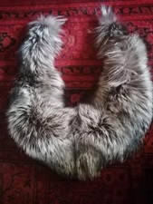 Mega schöner SILBERFUCHSKRAGEN Fuchskragen Pelzkragen gefüttert