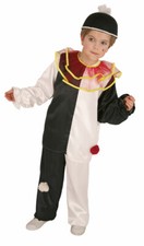 Clown Pierrot Kostüm Kinder Harlekin Narren schwarz weiß Kinderkostüm Fasching K