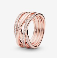 Pandora Größe 56 Funkelde und Polierte Linien Ring 14 K Rosegold-Vergoldet