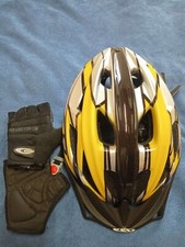 KED Fahrrad Helm M 57 - 62 cm  Gelb Schwarz , Handschuhe S sind dazu