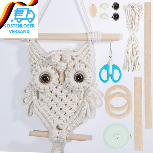 Makramee eule wandbehang diy - makramee,