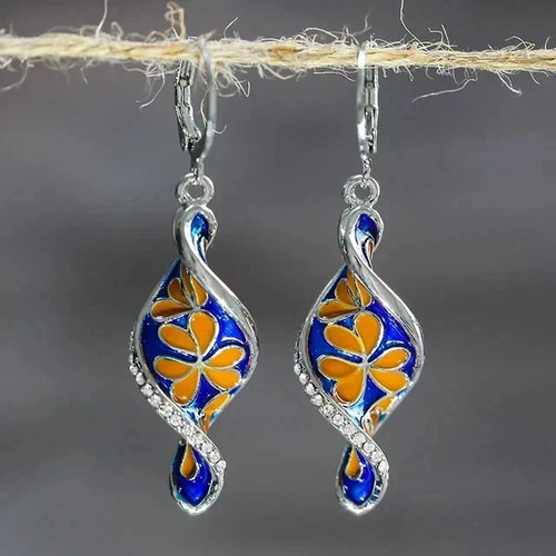 Emaille ohrringe blau orange - ohrringe,