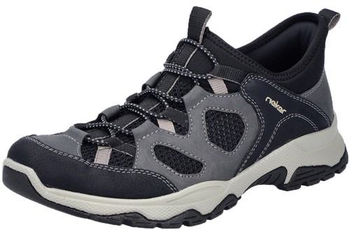Rieker slipper schwarz grau - rieker, schwarz/grau